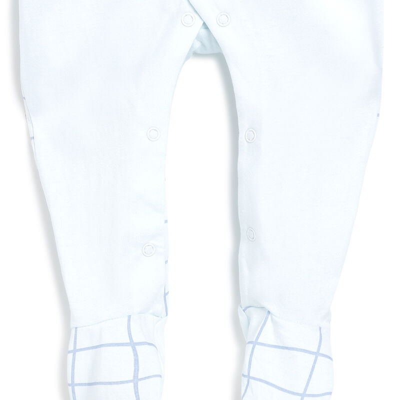 Boys Light Blue Printed Front Opening Babysuit image number 3